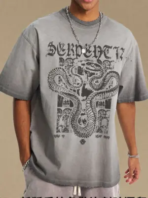 Men's Charcoal Graphic Crew Neck Short Sleeve T-Shirt