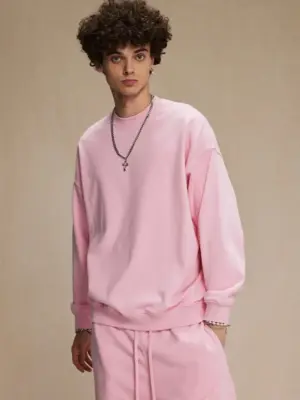 Men's Dusty Pink Crew Neck Long Sleeve Sweatshirt