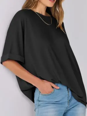 Women's Black Classic Crew Neck Short Sleeve T-Shirt